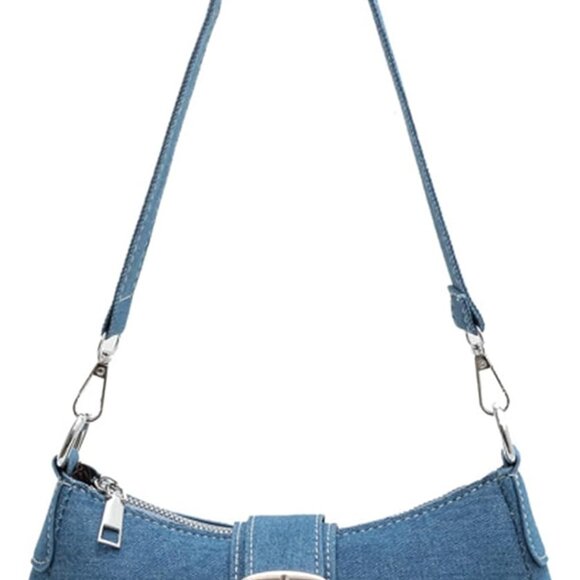 Women Denim Mini Bucket Bag Crossbody Purse Shoulder Handbag Zipper - Picture 1 of 6